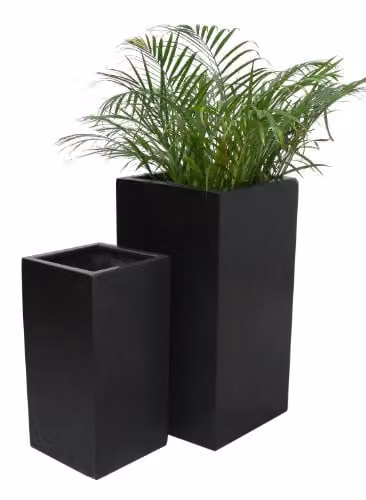 Primrose Black Polystone Tall Cube Planter Tub