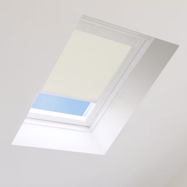 Bloc Blinds Thermal Insulating Blackout Skylight Blind for Velux Roof Windows, Cream, White Frame, W/D/H: 48 x 48 x 48 cm