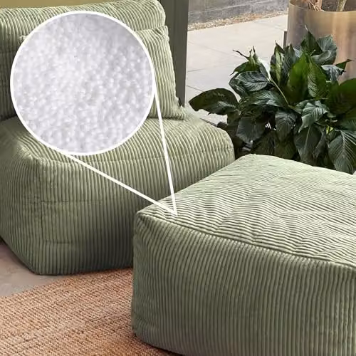 icon Noa Bean Bag Set with Recliner and Slab in Green Jumbo Cord – 5