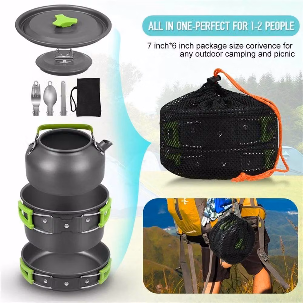Nordara Non-Stick Portable Camping Folding Pot and Pan Set with Kettle, Dark Grey, W: 100 cm, H: 80 cm – 5