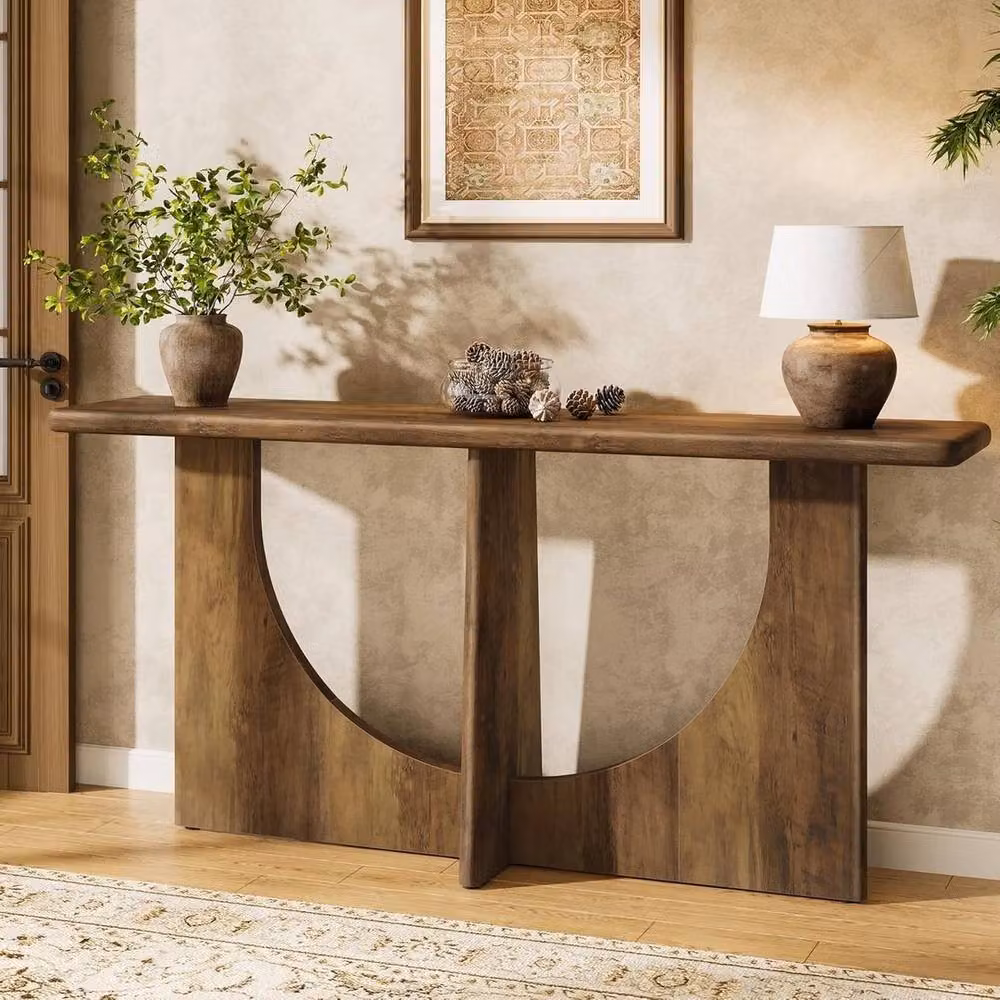 VOGREX Rustic Brown Extra Long Farmhouse Console Table, W/D/H: 180.3 x 30 x 85 cm – 2