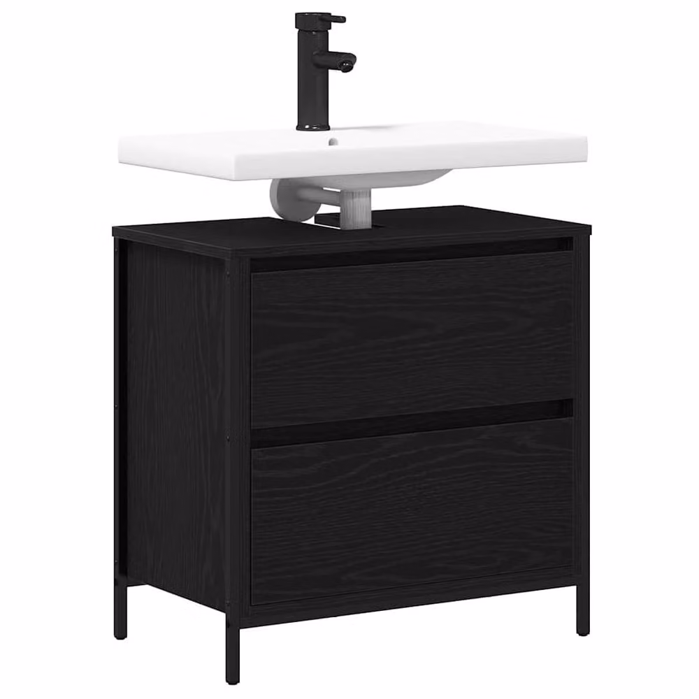 Berkfield Home Bathroom Basin Cabinet with Drawers, Black Oak, W: 60 cm, D: 34.5 cm, H: 60 cm – 4