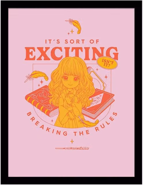 Harry Potter Witty Witchcraft Breaking The Rules Typography Paper Poster in Pale Pink – 1