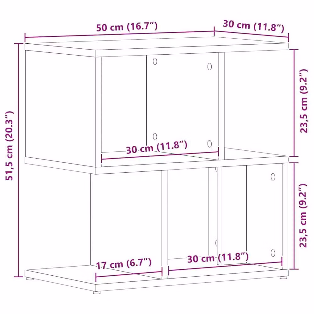 Berkfield Home Modern Bedside Cabinet Set of 2, Black Oak, W: 50 cm, D: 30 cm, H: 51.5 cm – 6