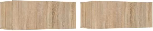 Berkfield Home Classic 4 Piece TV Cabinet Set in Sonoma Oak and Tan Engineered Wood – 1