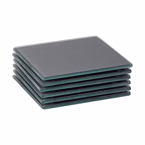 Harbour Housewares Square Glass Coasters in Grey, Pack of 6, Diameter: 10 cm – 1