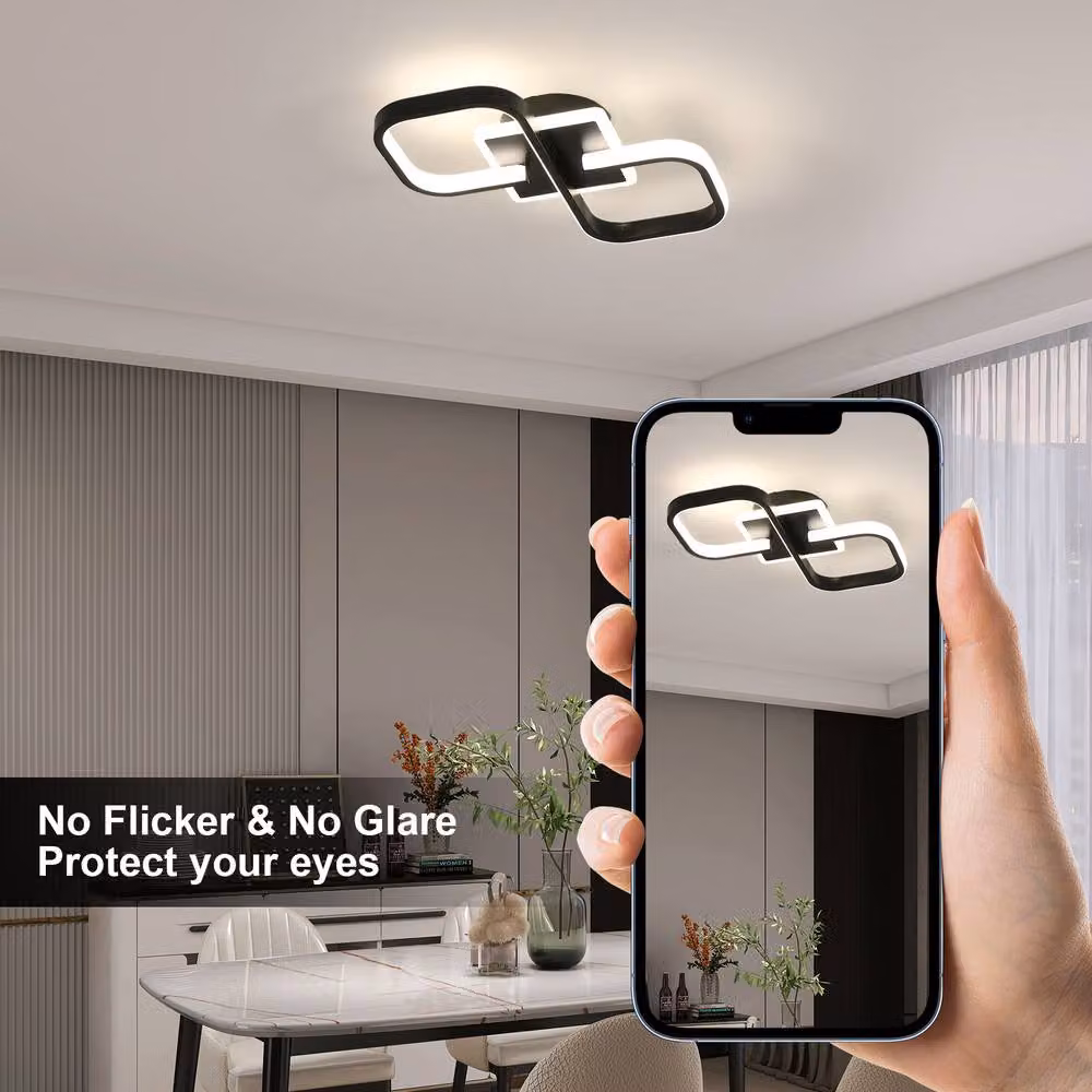 Pheashine Black Square LED Ceiling Light, 36W, W/D/H: 40.5 x 40.5 x 19.5 cm – 4