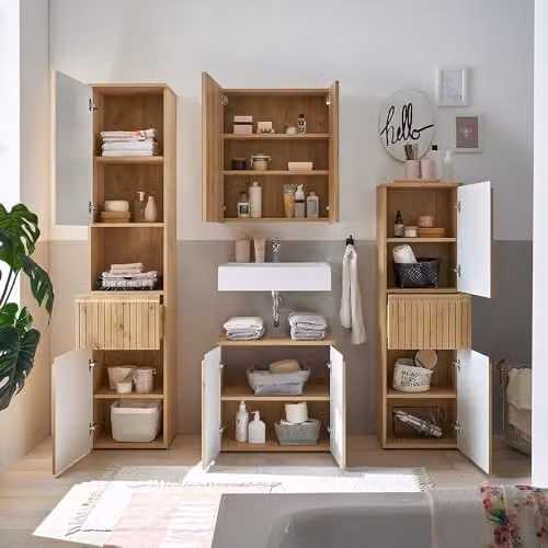 Julian Bowen Austin Brown Wall Mounted Mirrored Bathroom Cabinet with Internal Shelves, W/D/H: 60 x 20 x 70 cm – 3