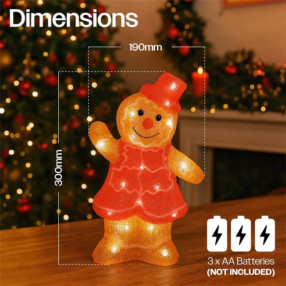 mysmartbuy Gingerbread Lady LED Christmas Decoration, Warm White, Height: 31 cm – 3