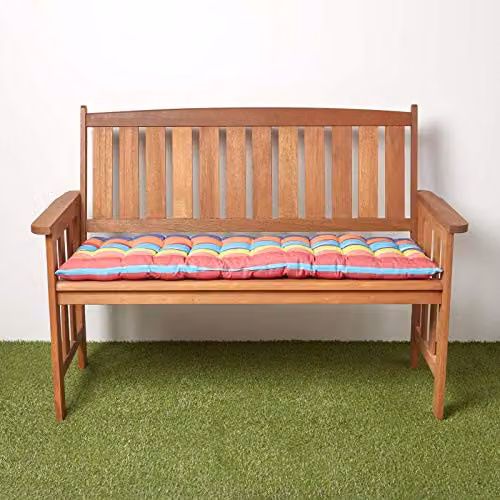 Homescapes Multi-Colour Striped 2 Seater Garden Bench Cushion, Width: 108 cm, Depth: 42 cm – 3