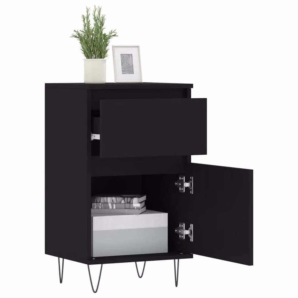 Berkfield Home Set of 2 Modern Black Sideboards in Engineered Wood W/D/H: 40 x 35 x 70 cm – 4
