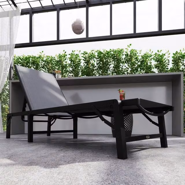 Outsunny 5-Position Adjustable Folding Sun Lounger in Grey Textilene