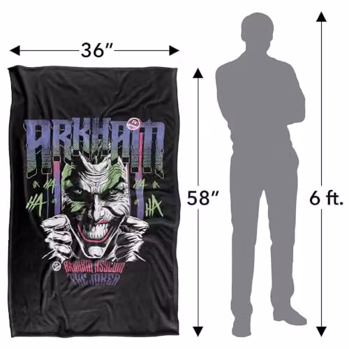 Warner Bros. Batman Joker Arkham Haha Super Soft Silky Touch Fleece Throw Blanket, Multicolour, W: 91.44 cm, D: 91.44 cm, H: 147 cm – 4