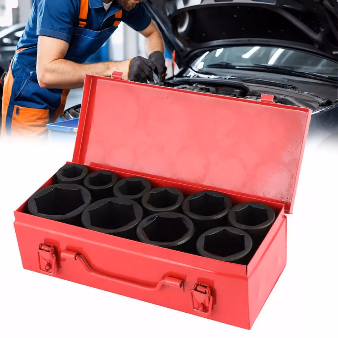 SPETLEK 11-Piece 3/4 Inch Drive Deep Impact Socket Set, 22-50mm, Black and Red Chrome Molybdenum Steel – 5