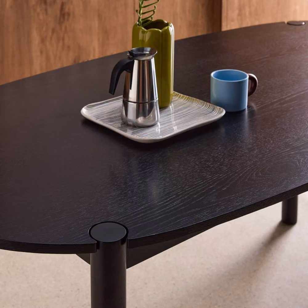 sweeek Modern Oval Rubberwood Dining Table in Black, W: 180 cm, H: 75 cm, D: 90 cm – 3