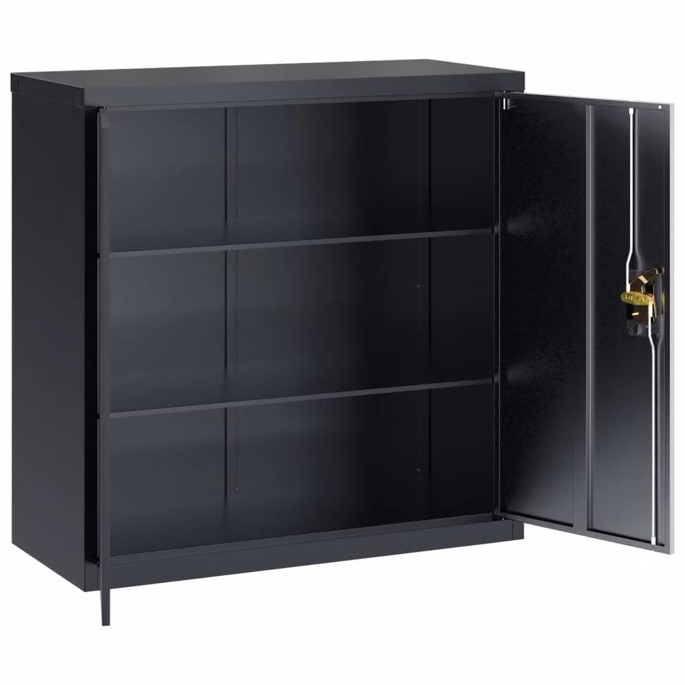 Berkfield Home Durable Steel File Cabinet in Anthracite Grey with Hinged Doors and Lock, W/D/H: 90 x 40 x 90 cm – 3