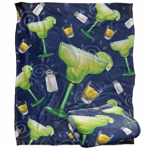 JQ Licensing James Piazza Margarita Pattern Silky Touch Super Soft Fleece Throw Blanket, White and Multicolour, W: 152 cm, D: 127 cm – 1