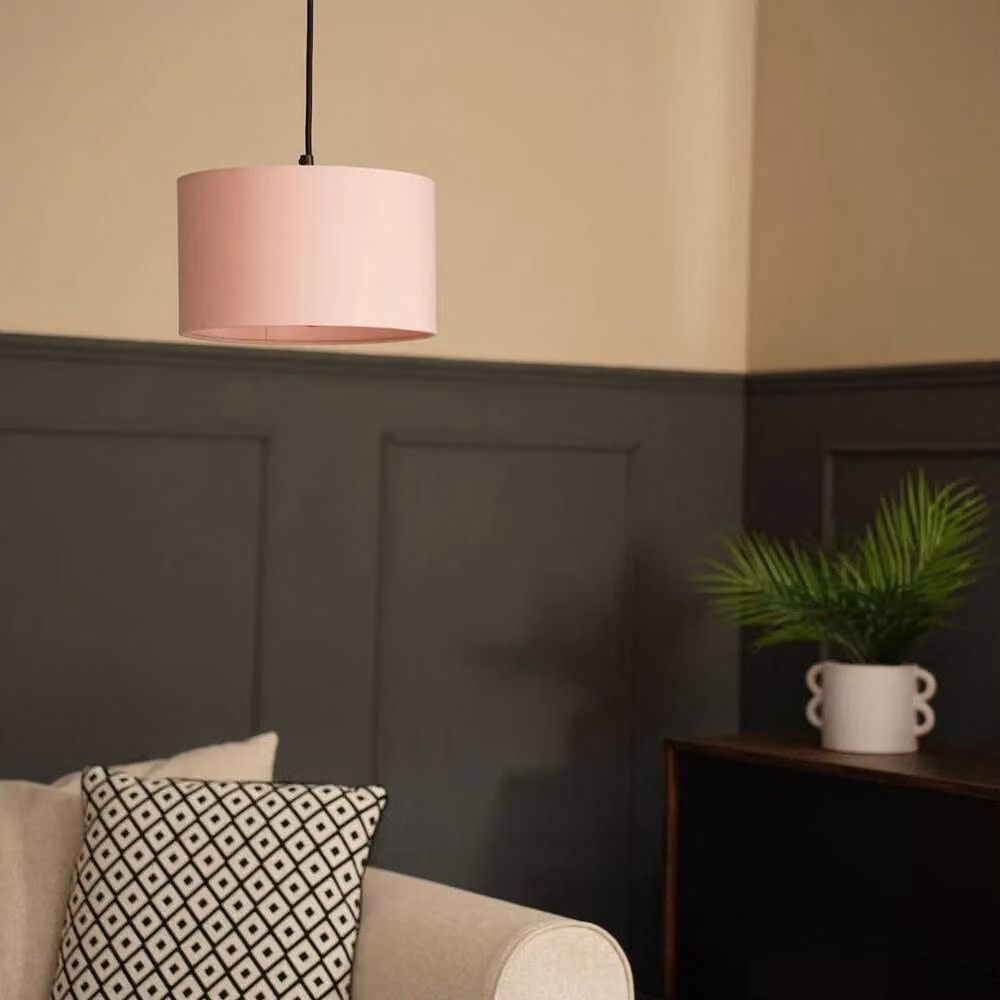 SPETLEK Blush Pink Fabric Cylinder Lampshade Easy Fit Pendant Ceiling Light Shade – 2