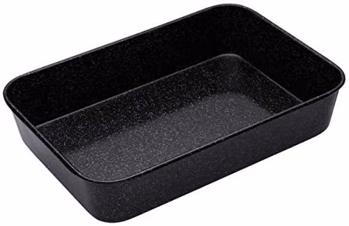 MasterClass Vitreous Enamel Rectangular Roasting Pan, Black, W: 40 cm, D: 28 cm – 1
