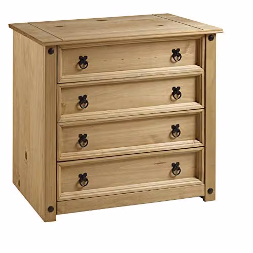 Mercers Furniture Corona 4 Drawer Chest in Antique Wax Solid Pine Wood, W/D/H: 80 x 41 x 73 cm – 1
