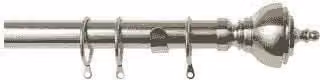 New Edge Blinds Vienna End Metal Curtain Pole Set for 25-28mm Blinds in Satin Silver