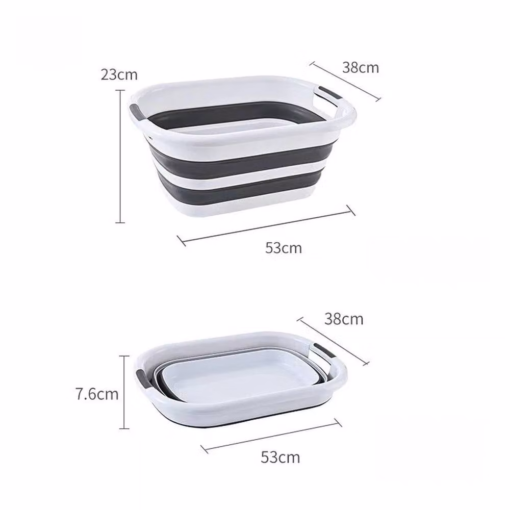 VOGREX Large Collapsible Pop Up Laundry Basket with Handles, White and Multicolour, W/D/H: 48.0 x 23.0 x 23.0 cm – 2