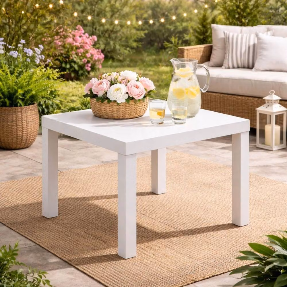 EONLION Square Side Table and Small Coffee Table in White – 2