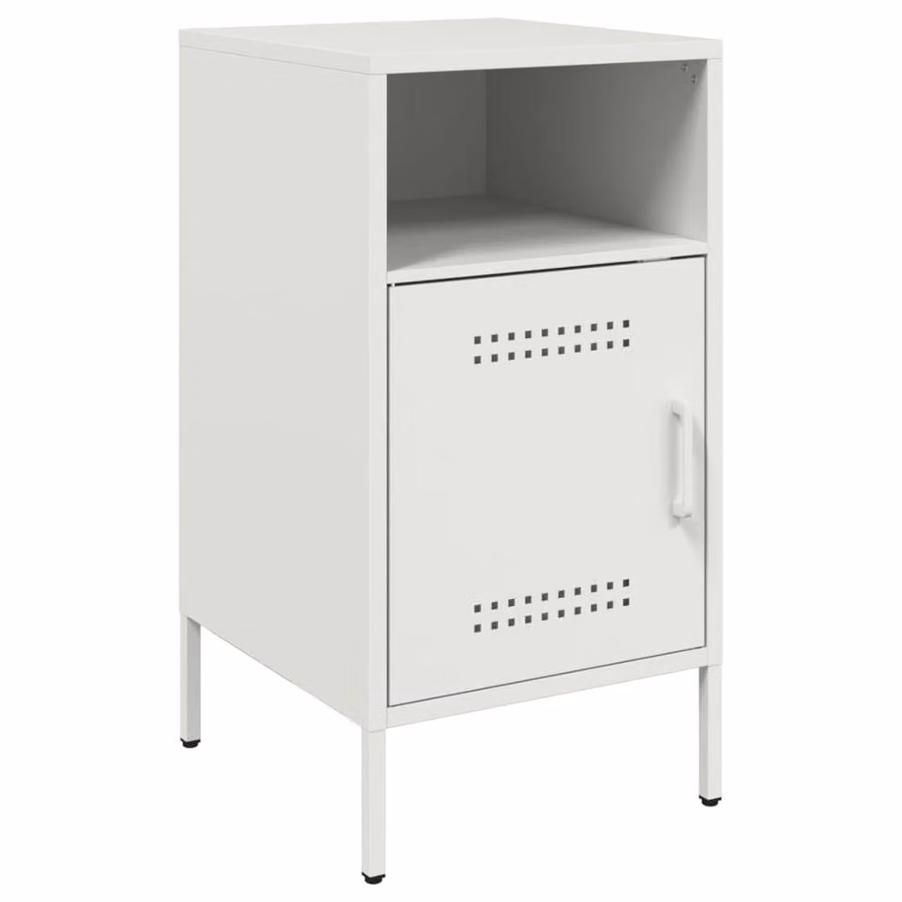 Berkfield Home Sturdy White Metal Bedside Cabinet with Hinged Doors and Internal Shelves W/D/H: 36 x 39 x 68 cm – 2