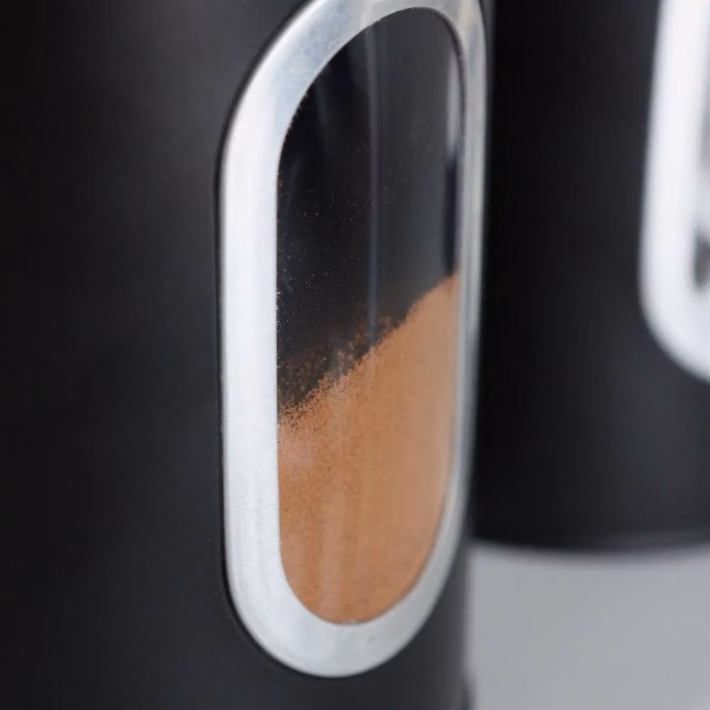 Havendro 3 Pack Black Stainless Steel Airtight Tea, Coffee and Sugar Canisters with Window – 2