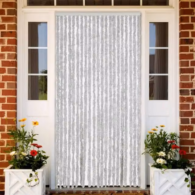 Berkfield Home Grey Chenille Fly Curtain, W: 90 cm, H: 220 cm