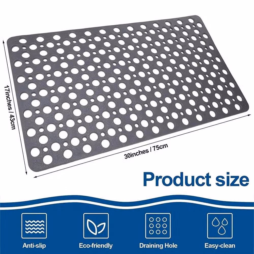 NESTLUNE Extra Large Non-Slip Grey Shower Mat for Bathtubs – 2