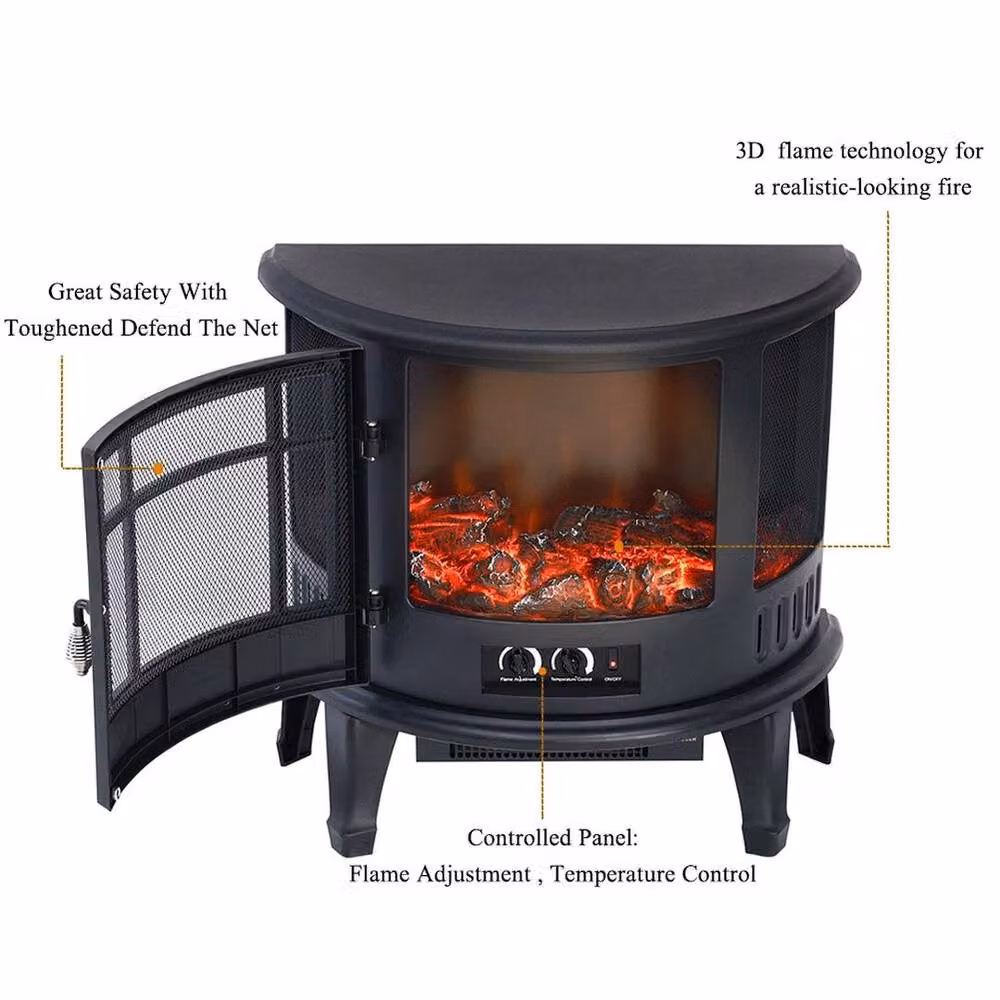 SPETLEK Electric Fire Stove Heater in Black with Glass Finish – 2