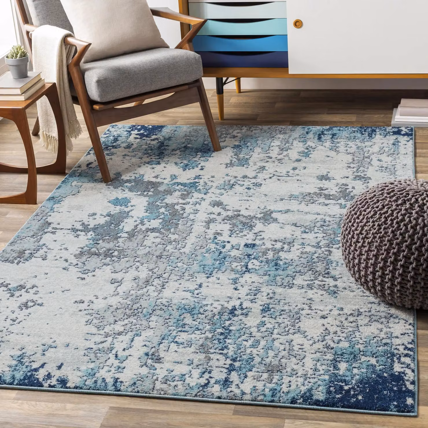 Livabliss Sunderland Abstract Modern Marble Rug in Navy Blue and Grey, W: 160 cm, L: 220 cm – 5