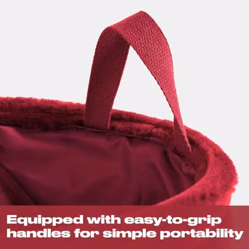 OHS Ribbed Faux Fur Storage Basket with Handles, Red/Pink, W/D/H: 26.0 x 26.0 x 30.0 cm – 5