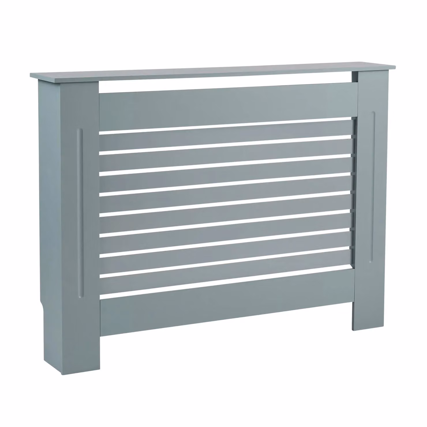 Home Source Grey Wooden MDF Radiator Cover Slatted Wall Cabinet Shelf, W: 111.5 cm, H: 82.0 cm, D: 19.0 cm – 2