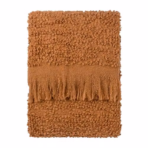 Yard Ulsmere Bouclé Fringed Throw in Orange and Brown, W: 130 cm, D: 180 cm