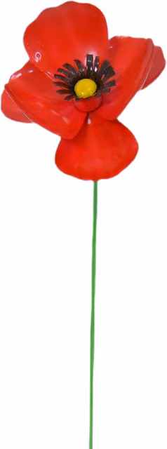 On Trade Winds Red Metal Poppy Flower Garden Ornament
