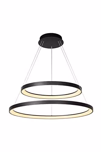 Lucide Vidal Dimmable Height Adjustable Modern LED Pendant Light, Black, Diameter: 78 cm