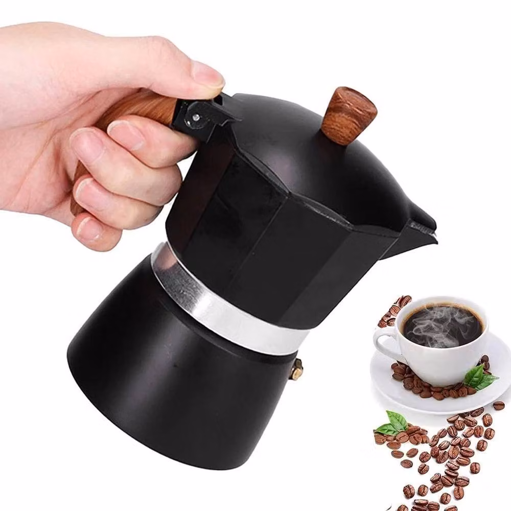 NESTLUNE Espresso Coffee Maker Percolator Stove Top, Black, W/D/H: 15 x 15 x 15 cm – 5
