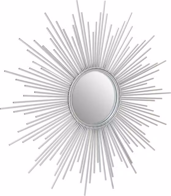 Orsina Cristal Round Geometric Wall Mirror in Silver