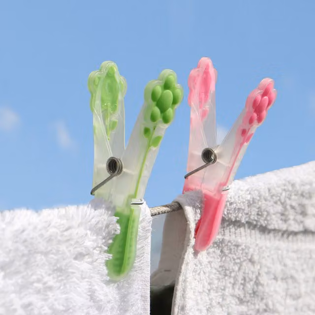 JVL Prism Soft Touch Flower Design Pegs, Pack of 20, Transparent/White