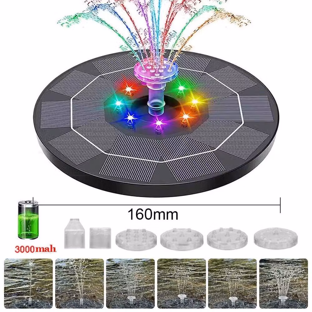 NESTLUNE Solar Floating Fountain Pump Water Feature in Black with Rechargeable Battery – 2