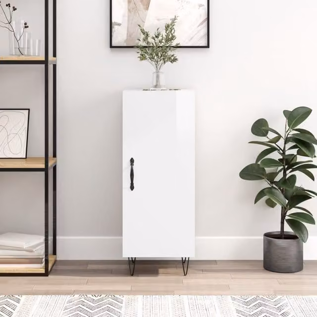 Berkfield Home High Gloss White Sideboard, W/D/H: 34.5 x 34 x 90 cm – 1