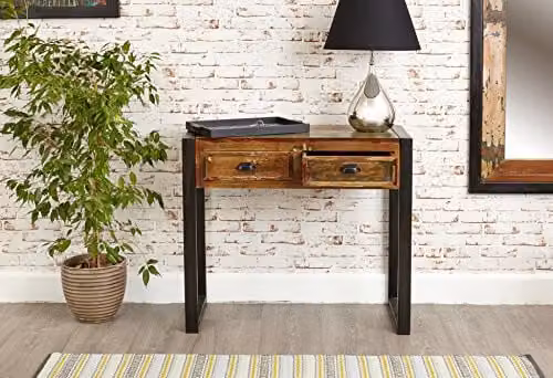 baumhaus Urban Chic Industrial Console Table in Brown and Multicolour, W/D/H: 91.0 x 40.0 x 80.5 cm