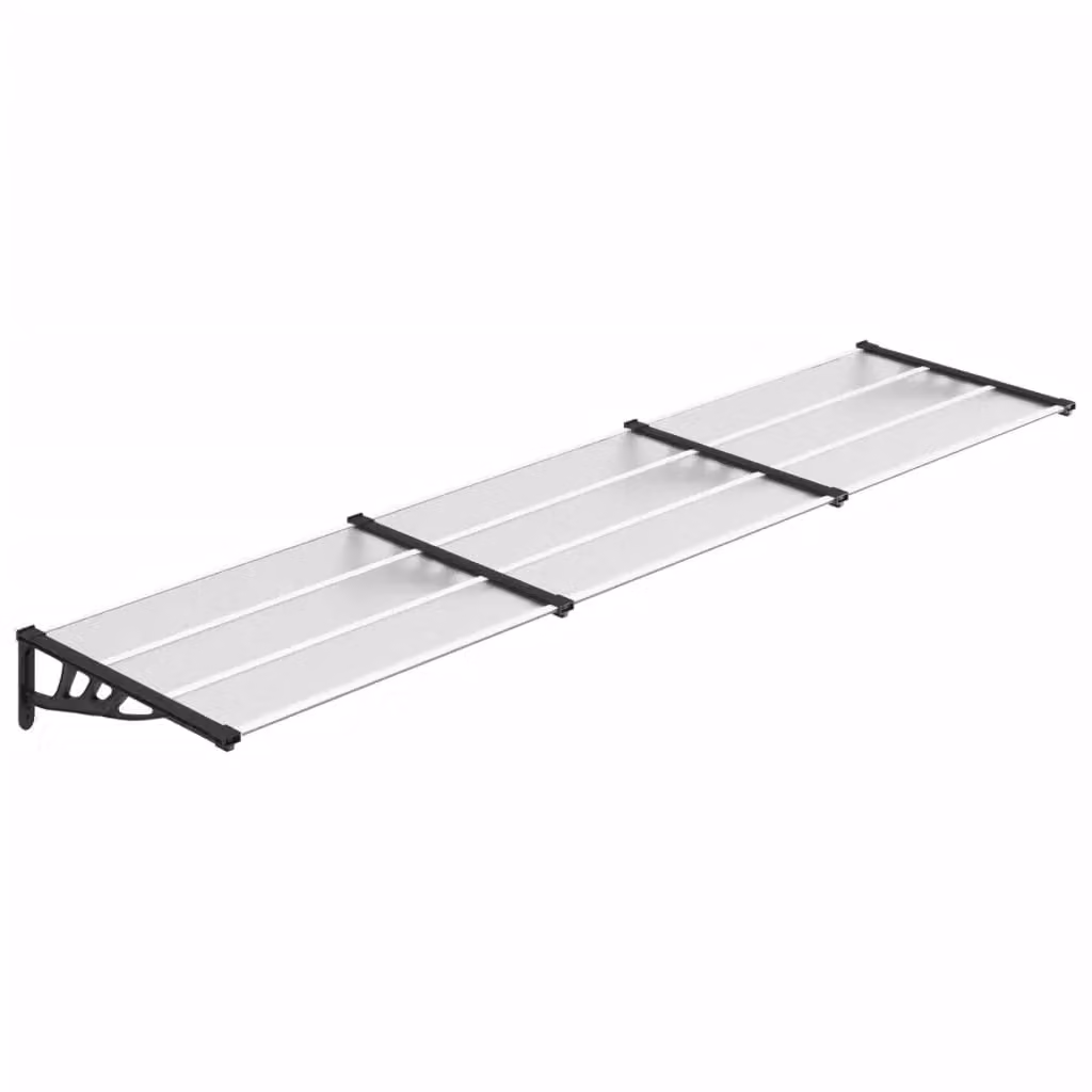 Berkfield Home Polycarbonate and Aluminium Door Canopy in Black and Transparent, W: 358.5 cm, D: 90 cm – 2