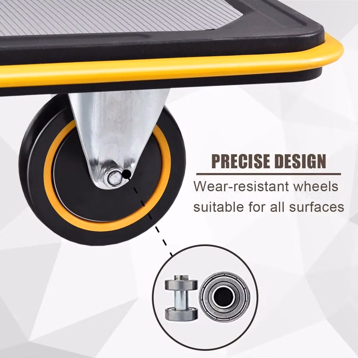 Costway Folding Push Cart Dolly Moving Hand Truck Rolling Flatbed Platform Cart, Yellow Steel, 300kg Capacity – 3