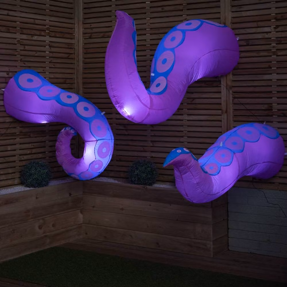 Samuel Alexander Set of 6 Light up Inflatable Octopus Tentacles Halloween Decoration in Purple and White – 3