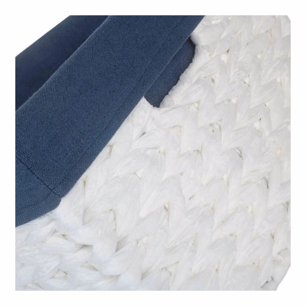Red Hamper Rectangular Paper Rope Storage Basket with Navy Blue Cotton Lining in White, W/D/H: 42 x 30 x 21 cm – 3