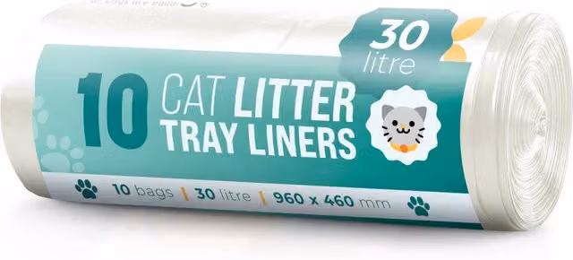 ECOBAG 10 Pack Cat Litter Tray Liners, 30L, Clear, W: 46 cm x D: 46 cm x H: 46 cm