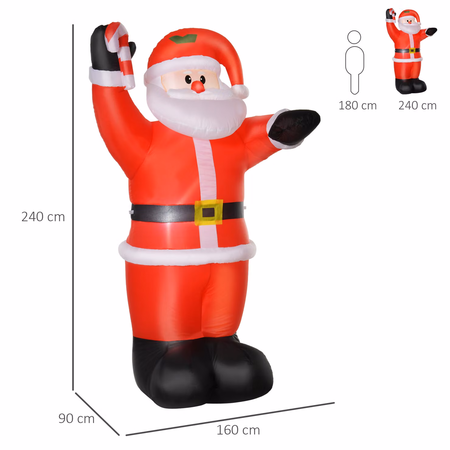 HOMCOM Inflatable Christmas Santa Claus with LED Lights, Red, Height: 240 cm – 3